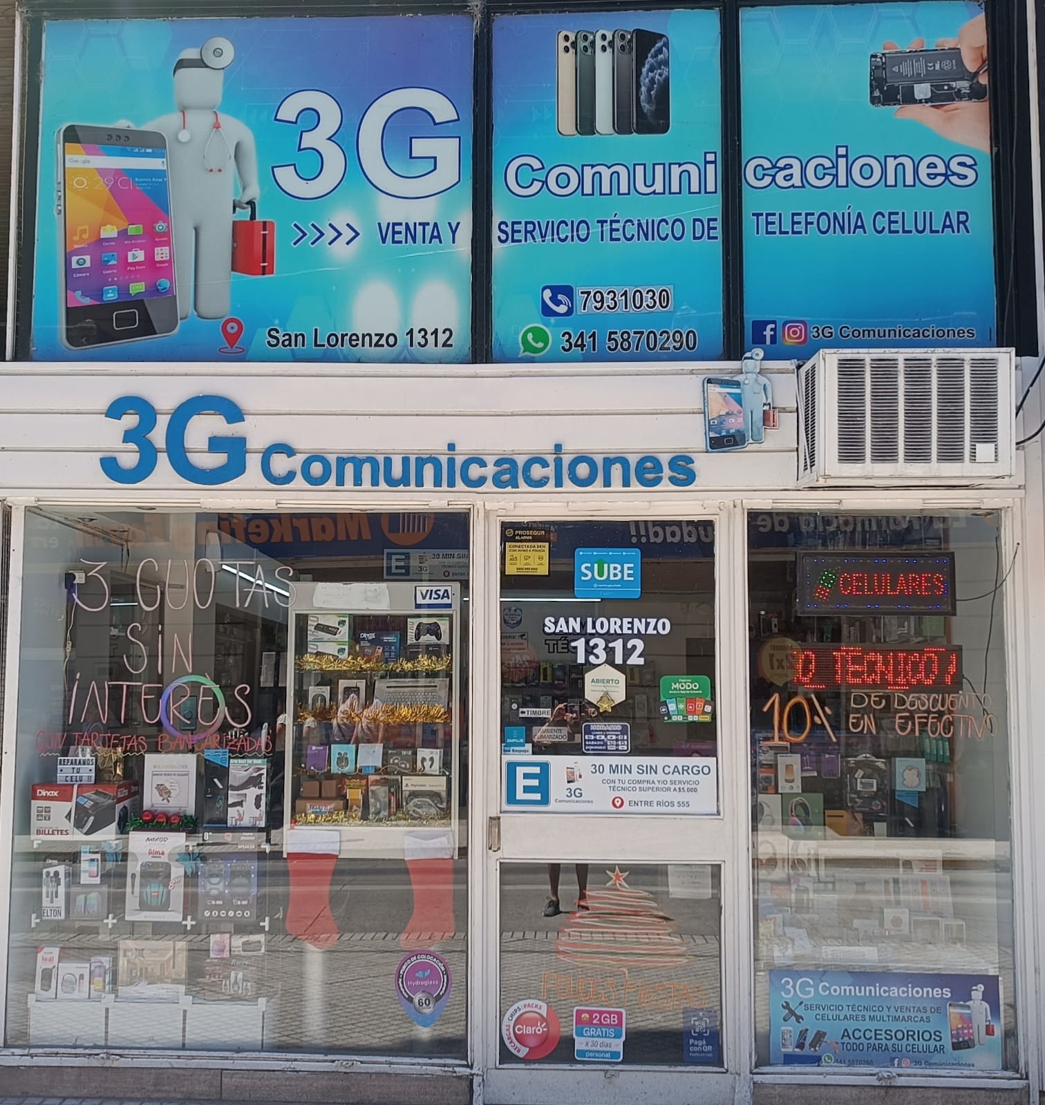 Fachada del local 3G Comunicaciones en San Lorenzo 1312